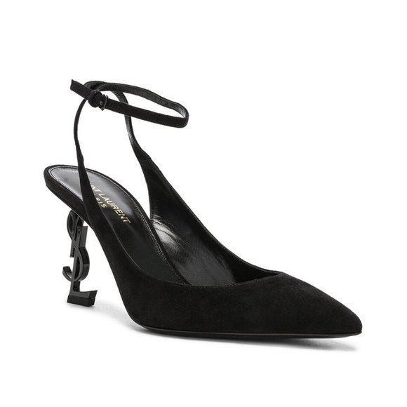 Saint Laurent Shoes - SAINT LAURENT Suede Opyum Monogramme Ankle Strap Pumps 85mm USED SZ 37.5
